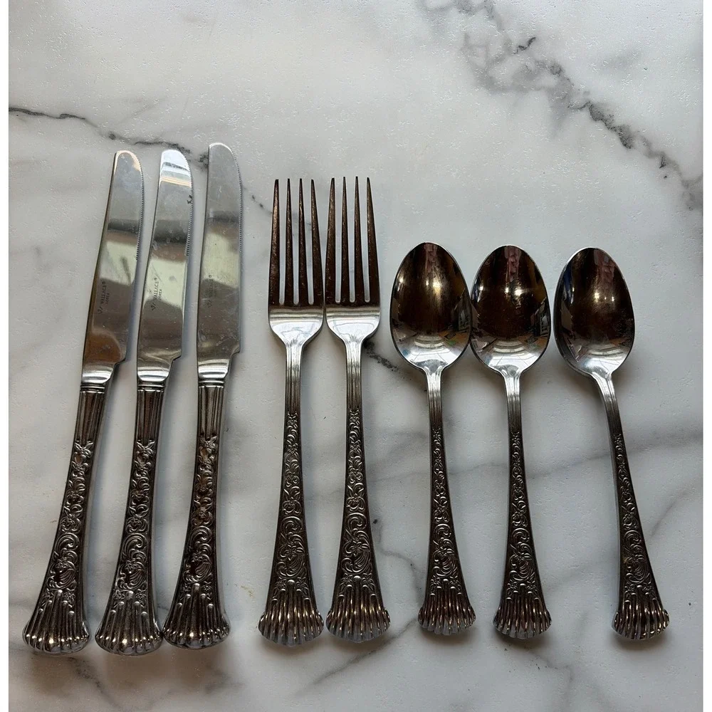 Wallace Flatware 8pc Silver Corsica Floral Scroll Ornate Replacement Set Dining